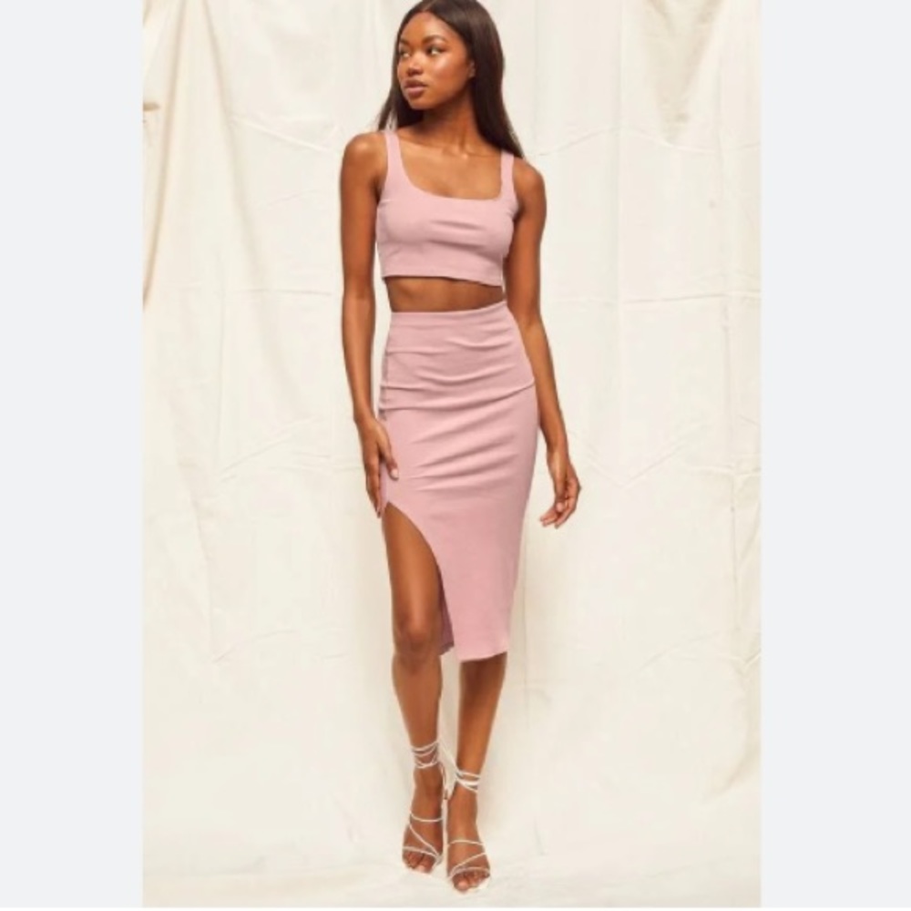 Set For Life Blush Pink Ribbed Bodycon Two-Piece Dress Small